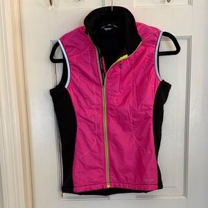 Garneau Black and Hot Pink Athletic Vest with Lime Zipper, Back Pocket